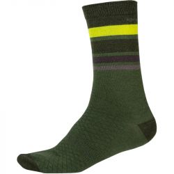 Endura BaaBaa Merino Stripe Sock, Green L-XL